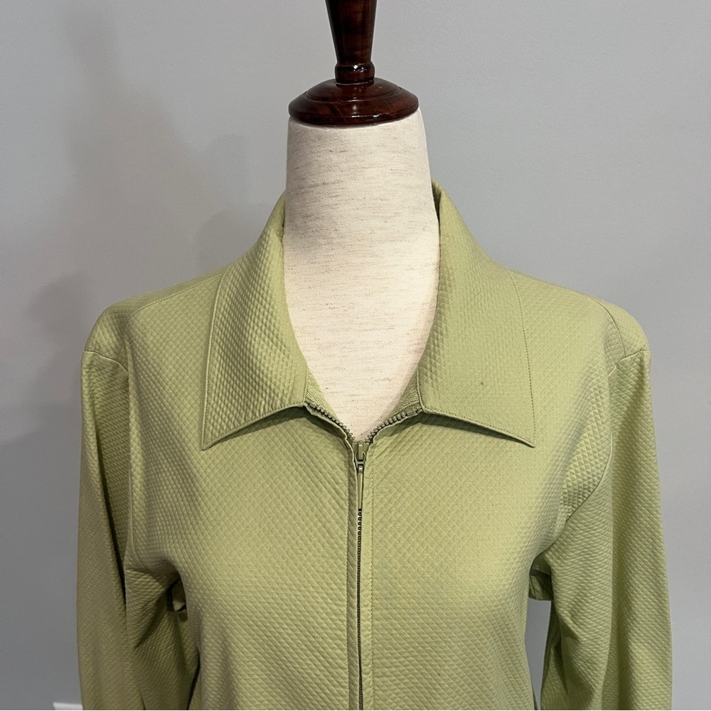 Eileen Fisher Green Quilted Zip Up Jacket Collared‎ Medium - Picture 2 of 8